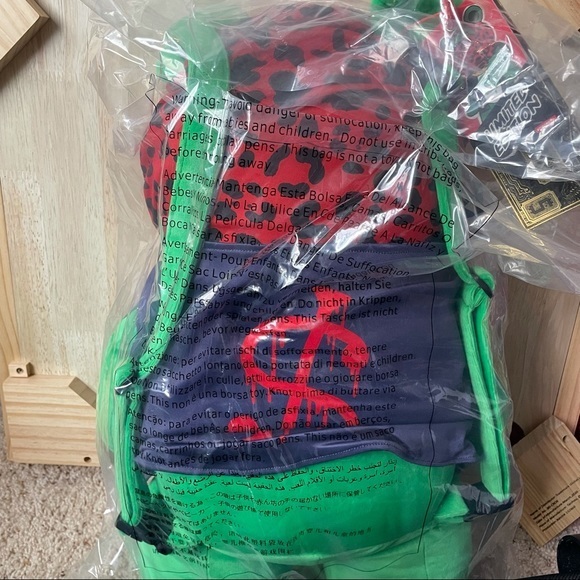 SPRAYGROUND LIMITED EDITION Ski Mask Money Bear Green Teddy Backpack - Picture 10 of 13